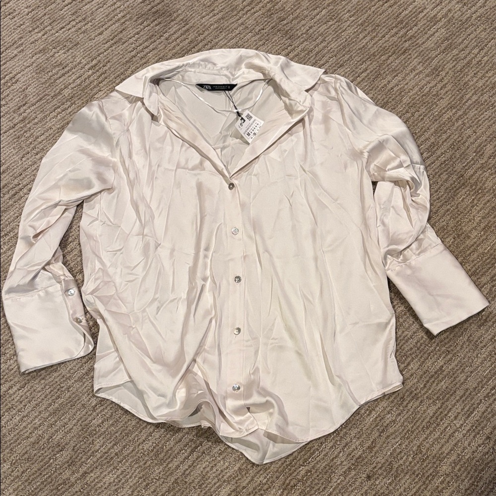 Zara Cream Satin Blouse